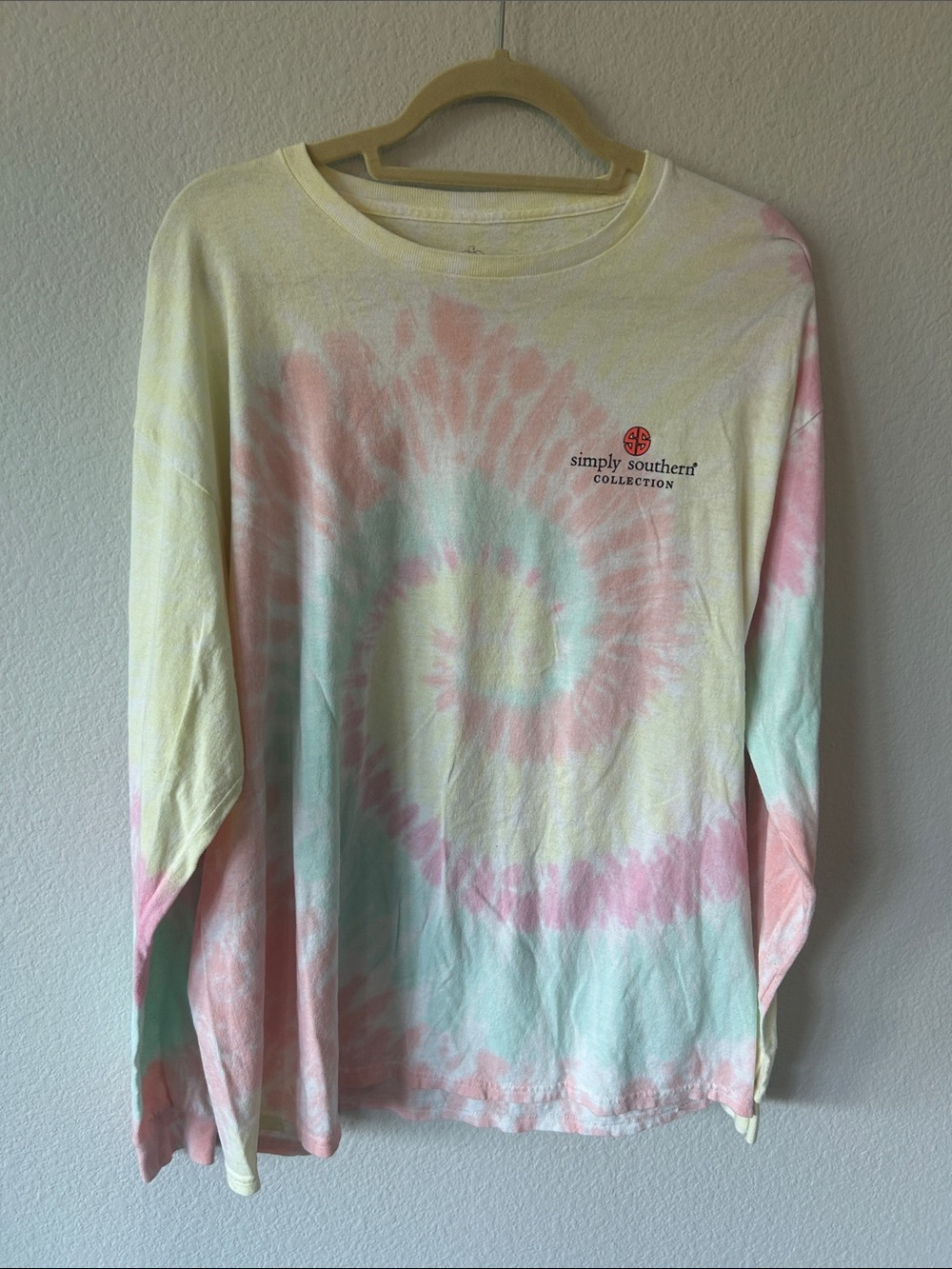 Simply Southern Pastel Tie-Dye Logo Long Sleeve Tee -‎ Pink, Mint, Yellow